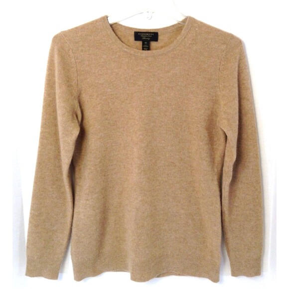 Charter Club Luxury Sweater Wn XS Tan 100% Cashmere Old Money Minimalist Preppy - Picture 1 of 12